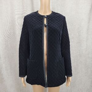 Alex Colman 70s Vintage Black Velvet Quilted Women's Jacket